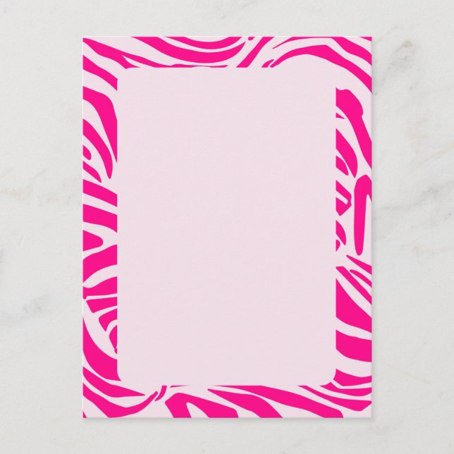 Cartão Postal Listras de zebra rosa (Frente)
