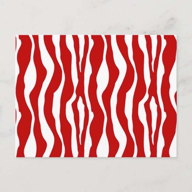 Cartão Postal Listras de zebra - Vermelho Intenso e Branco (Frente)