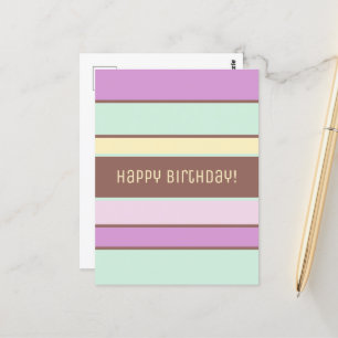 Cartão Postal Listras Passadas Elegantes Personalizadas Feliz An