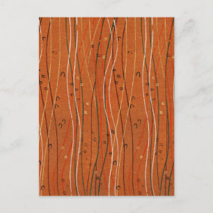 Cartão Postal Listras Vermelhas Onduladas: Arte Abstrata Japones