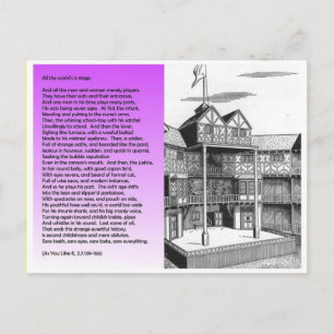 Cartão Postal Literatura, Shakespeare, Todo o mundo é um palco