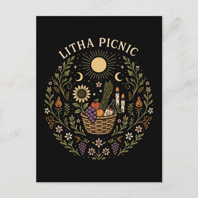 Cartão Postal Litha Picnic Summer Solstice Celestial Art (Frente)