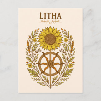 Cartão Postal Litha Sunflower Wheel Summer Solstice Celestial
