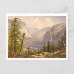 Cartão Postal Litografia Antiga do Vale de Yosemite Prang