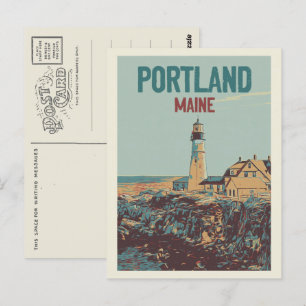 Cartão Postal Litoral de Farol Portland Maine EUA