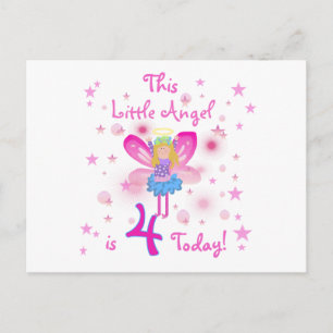 Cartão Postal Little Angel 4th Birthday T-shirts e presentes