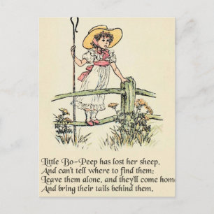 Cartão Postal Little Bo-Peep: Clássico de Kate Greenaway Nursery
