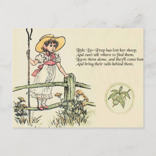 Cartão Postal Little Bo-Peep: Clássico Kate Greenaway Berçário