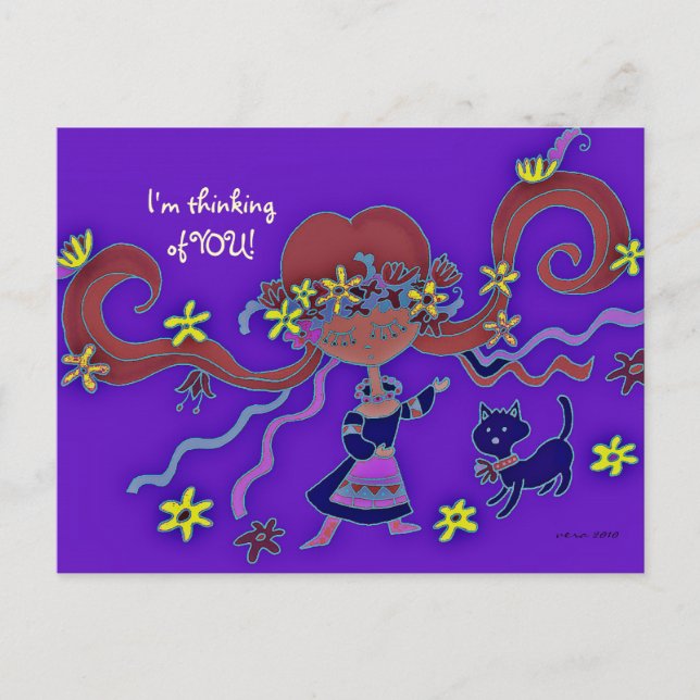 Cartão Postal Little Girl Ucraniano Folart de Vera Trembach (Frente)