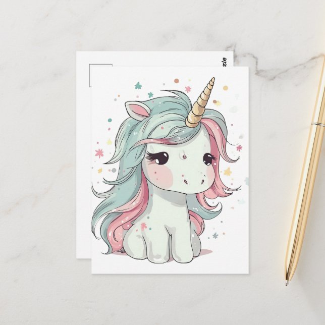 Cartão Postal Little Kawaii Unicorn (Frente/Verso In Situ)