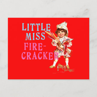 Cartão Postal Little Miss Firecracker Vintage Americana