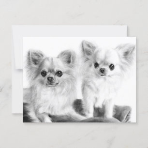 Cartão Postal Little One e Guardian - Chihuahua pintado à Mão