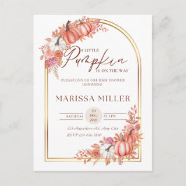 Cartão Postal Little Pumpkin Is On the Way Invitation 