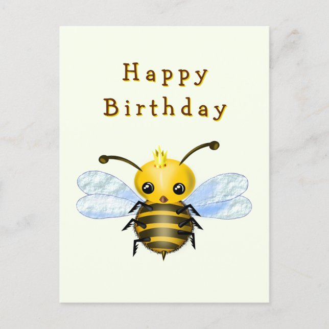 Cartão Postal Little Queen Bee Birthday Card (Frente)