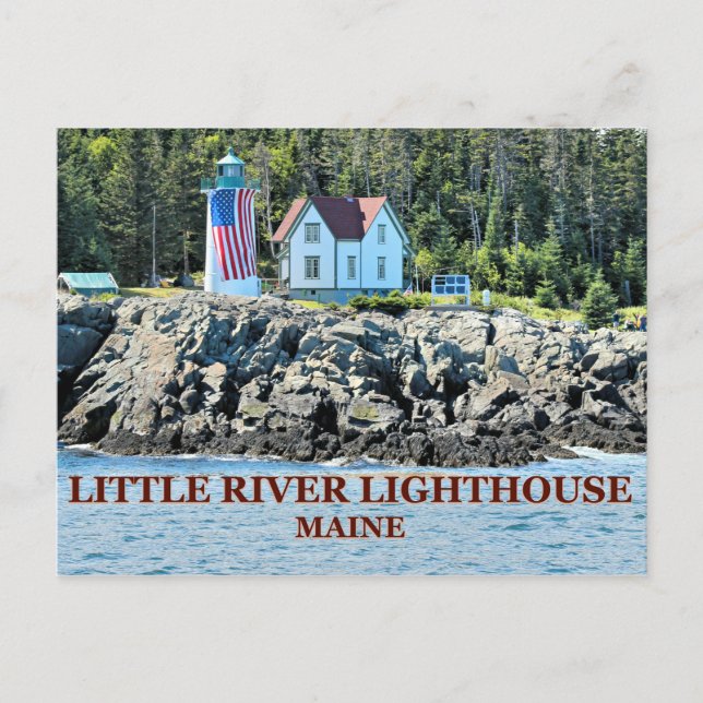 Cartão Postal Little River Lighthouse, Cartão-postal Maine (Frente)