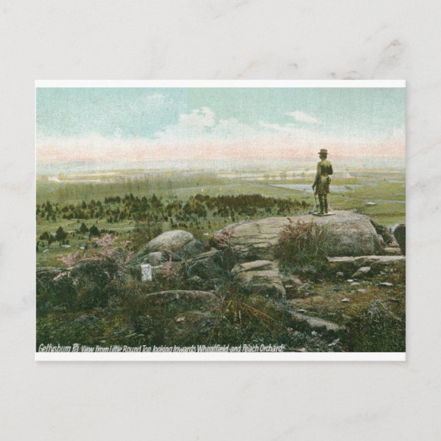 Cartão Postal Little Round Top, Gettysburg Battlefield Vintage (Frente)
