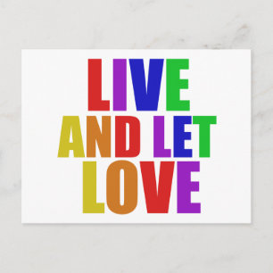 Cartão Postal Live and Let Love gay arco-íris