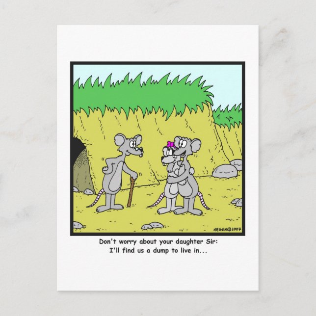 Cartão Postal Live in a Dump: Rat cartoon (Frente)