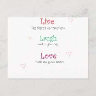 Cartão Postal Live Laugh Love
