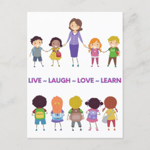 Cartão Postal Live ~ Laugh ~ Love ~ Learning School Teacher