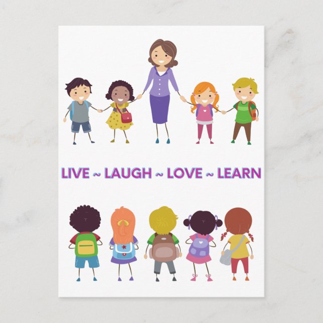 Cartão Postal Live ~ Laugh ~ Love ~ Learning School Teacher (Frente)