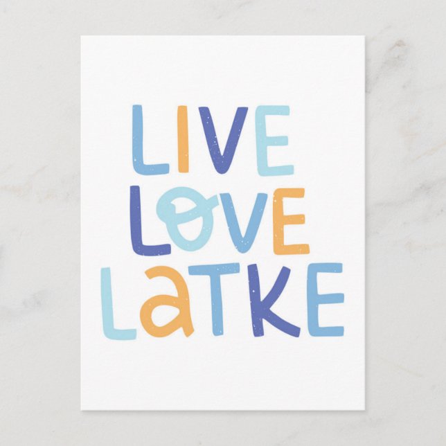 Cartão Postal Live Love Latke Hanukkah Design (Frente)