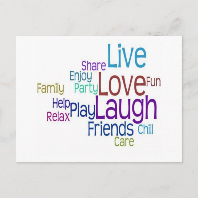 Cartão Postal Live Love Laugh (Frente)