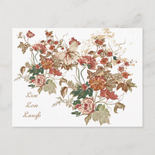 Cartão Postal LIve Love Laugh Floral Butterfly Postcard Art