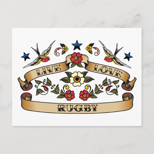 Cartão Postal Live Love Rugby (Frente)