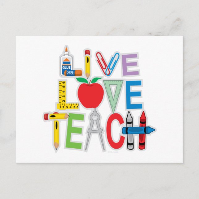Cartão Postal Live Love Teach (Frente)