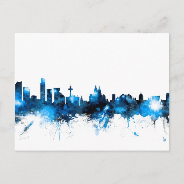 Cartão Postal Liverpool England Skyline (Frente)