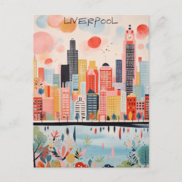 Cartão Postal Liverpool England Travel City Painting Aesthetic