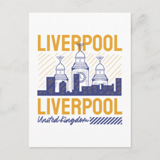 Cartão Postal Liverpool Reino Unido Tipografia Retrô da Silhueta