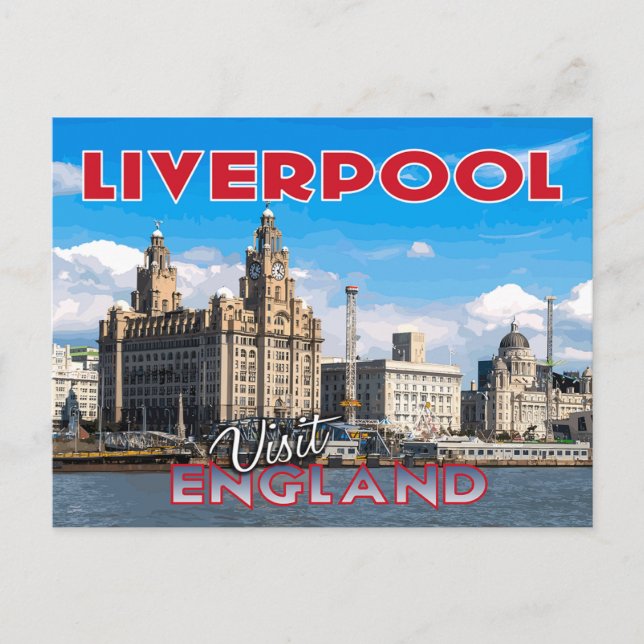Cartão Postal Liverpool, Visite a Inglaterra (Frente)