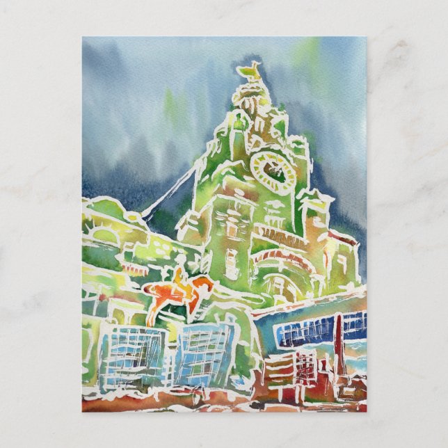 Cartão Postal Liverpool watercolor (Frente)