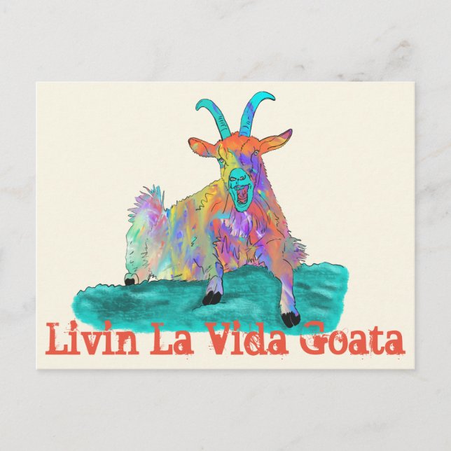 Cartão Postal Livin La Vida Goata Funny Screaming Goat Design (Frente)