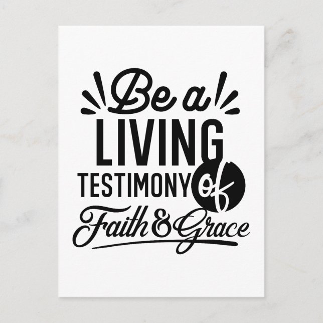 Cartão Postal Living Testimony Bible Quote Christian Motivation (Frente)