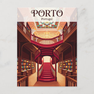 Cartão Postal Livraria Lello Portugal