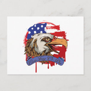 Cartão Postal Livres vivos da águia americana da bandeira