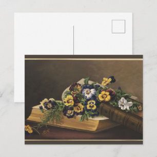 Cartão Postal Livro Antigo de Shakespeare e Pensée Colorida
