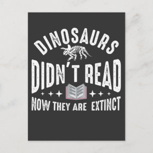 Cartão Postal Livro de extinção Dino Lendo Dinossauros Engraç