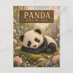 Cartão Postal Livro de Histórias de Bebê Panda Fofinho Berçário 