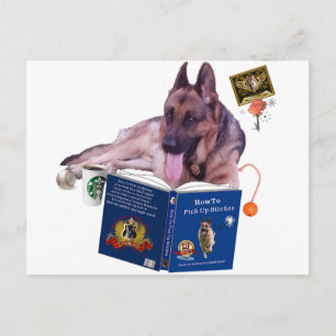 Cartão Postal Livro de Leitura do german shepherd