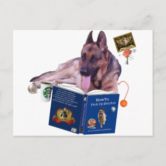 Cartão Postal Livro de Leitura do german shepherd