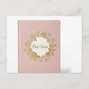 Cartão Postal Livro de Votos de Casamento Floral Rosa Bege - Dou