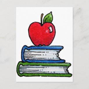 Cartão Postal Livro e maçã
