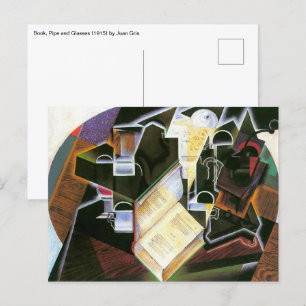 Cartão Postal Livro, Pipe e Óculos, Juan Gris, Cubismo Vintage