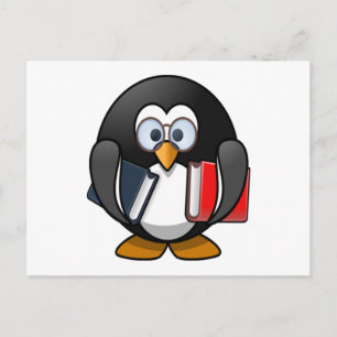 Cartão Postal Livros de Carregando de pinguins