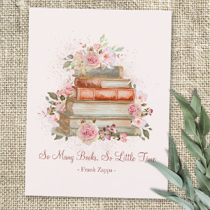 Cartão Postal Livros de Citações Personalizadas e Rosas Pink Vin