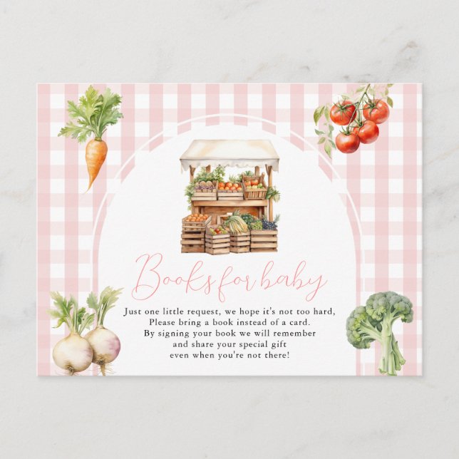 Cartão Postal Livros de mercado frescos, cor-de-rosa, produzidos (Frente)